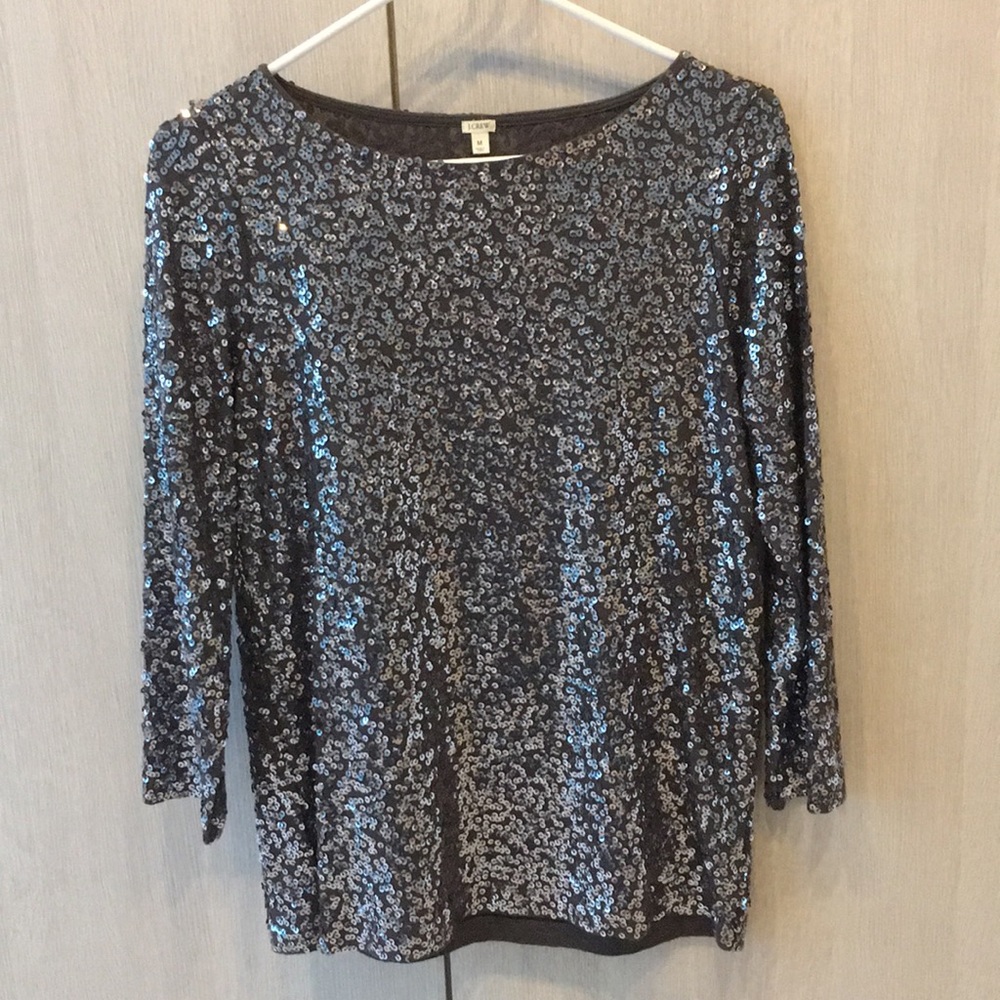 JCrew sequin three quarter sleeve top
